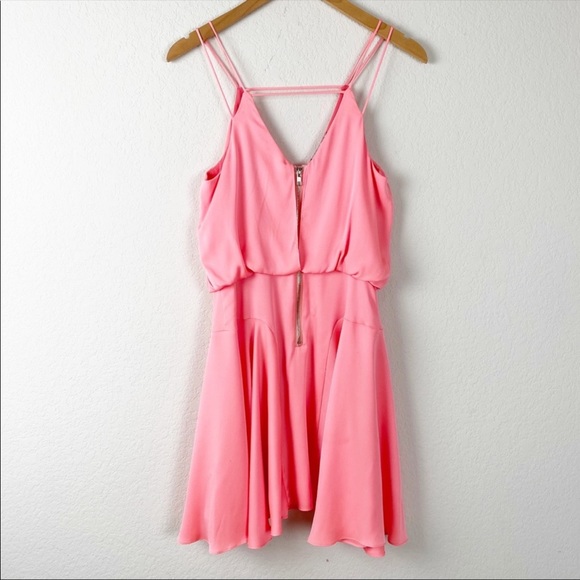 Milly Neon Coral melon stretch-silk mini dress c1 - Picture 2 of 8